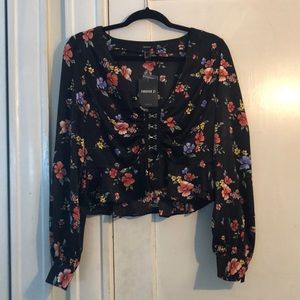 Silk Long Sleeve Crop Top